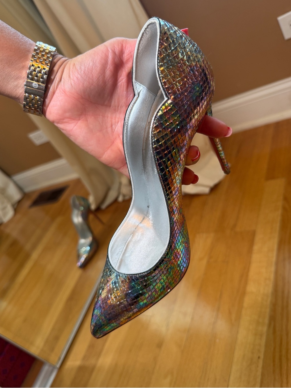 Christian Louboutin Hot Chick 100 Iridescent Snake Pump Size 40